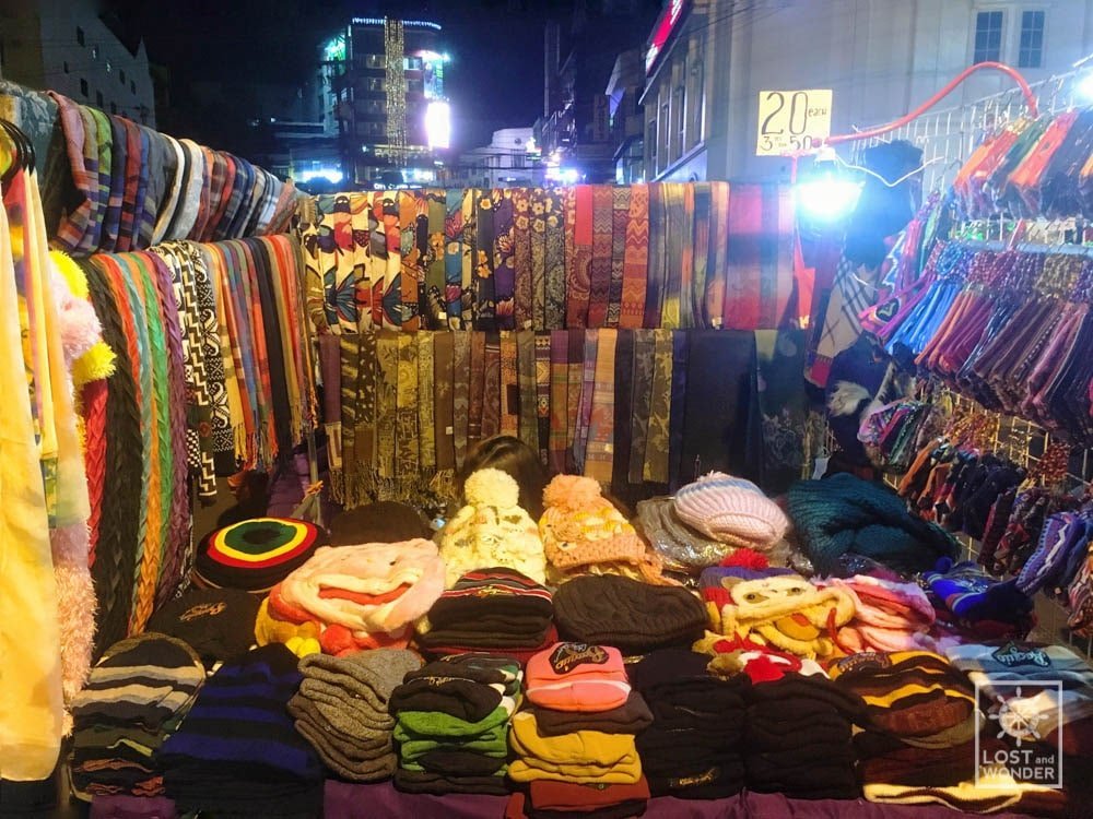 Photo of scarfs and bonnets in Baguio Night Market